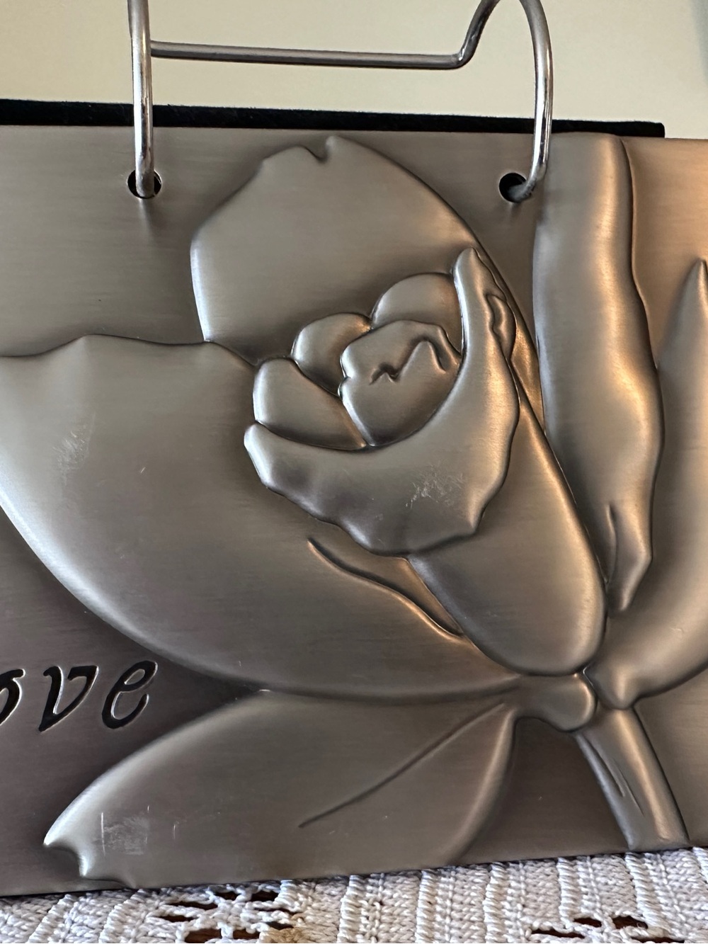 Malden Photo Album Silver Metal Rose Love Desktop Flip Stand